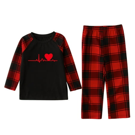 Christmas Gifts Matching Family Pajamas Sets Christmas PJs Buffalo Plaid Printed Long Sleeve Tee and Bottom Loungewear Christmas Gift
