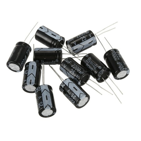 10Pcs black 2200uF 25V Aluminum Electrolytic Capacitors 1.3*1.3*2.1cm