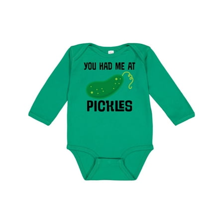 Inktastic You Had Me at Pickles Gift Baby Boy or Baby Girl Long Sleeve Bodysuit