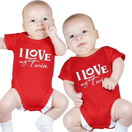 Nursery Decals and More Cute Matching Onecies for Twins Includes 2 Bodysuits 6-12 Month I Love My Twin