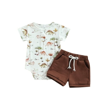 IZhansean Infant Baby Boy Summer Clothes Dinosaur Print Short Sleeve Romper Tops Shorts Outfits Brown 18-24 Months
IZhansean Infant Baby Boy Summer Clothes Dinosaur Print Short Sleeve Romper Tops Shorts Outfits Brown 18-24 Months