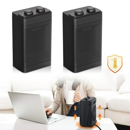 HomChum 2Pack Space Heaters for Indoor Use Indoor Portable Heater with 30°Oscillation 1500W PTC Electric Heater with Thermostat Fast Safety Heat for Office Home Black