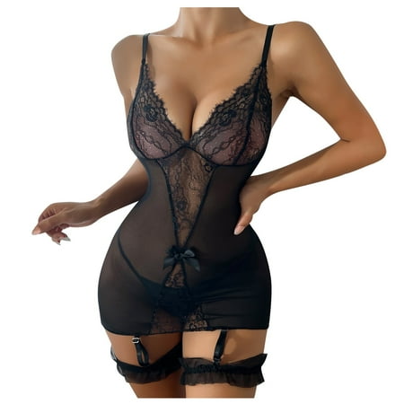 YDKZYMD Womens Sexy Bra and Panty Sets with Garter Belt Deep V Bodysuit Strappy Teddy Babydoll Lingerie 3 Piece Black XL
YDKZYMD Womens Sexy Bra and Panty Sets with Garter Belt Deep V Bodysuit Strappy Teddy Babydoll Lingerie 3 Piece Black XL