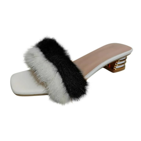 Kukoosong Heeled Sandals Womens Summer Fashion Colour Feather Slippers Square Head Chunky-heeled Sandals Slippers Womens Sandals Black 35
Kukoosong Heeled Sandals Womens Summer Fashion Colour Feather Slippers Square Head Chunky-heeled Sandals Slippers Womens Sandals Black 35