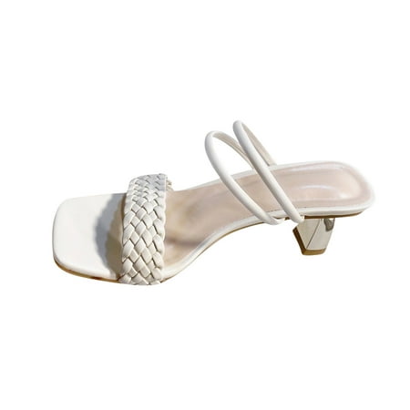 Cglfd Women S Casual Outer Wear Open Toe Two Ways To Wear Middle Heel Woven Sandals
