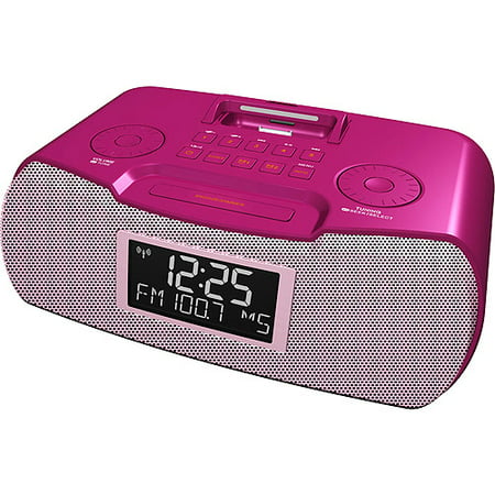 Sangean AM/FM-RDS Atomic Clock Radio With iPod Dock, Pink