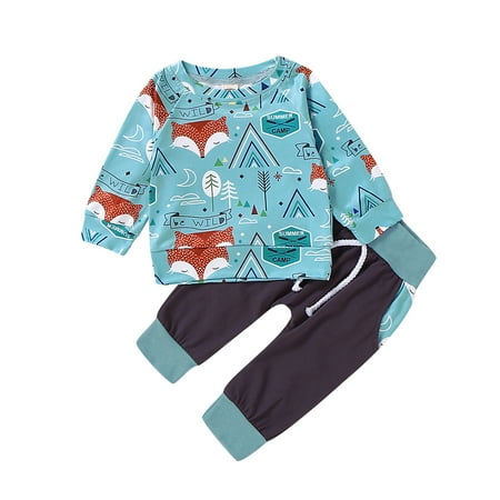 Newborn Baby Boys Clothes 3 Months Boys 2PCS Fall Winter Clothing Set Fox Print Newborn Boys Long Sleeve Top Pants Set Blue
Newborn Baby Boys Clothes 3 Months Boys 2PCS Fall Winter Clothing Set Fox Print Newborn Boys Long Sleeve Top Pants Set Blue