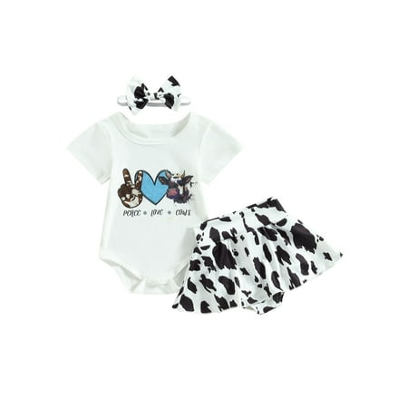 Wassery Baby Girls 3Pcs Outfits Short Sleeve Heart Print Jumpsuits+ Cow Print Skirt Shorts Headband Set Summer Infant Bodysuits 0-18M
Wassery Baby Girls 3Pcs Outfits Short Sleeve Heart Print Jumpsuits+ Cow Print Skirt Shorts Headband Set Summer Infant Bodysuits 0-18M