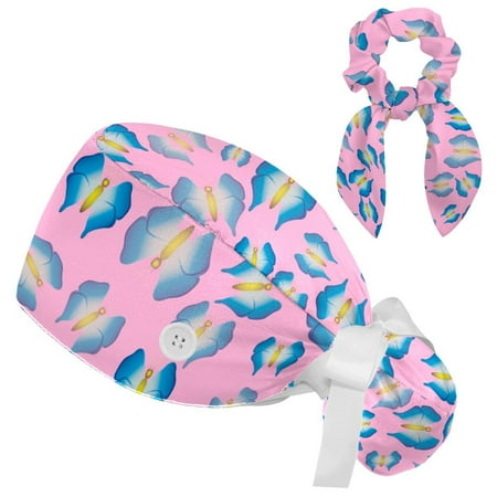Working Cap with Buttons and Sweatband Scrub Hat Bouffant Caps with Scrunchie Butterfly Tie Back Hats
Working Cap with Buttons and Sweatband Scrub Hat Bouffant Caps with Scrunchie Butterfly Tie Back Hats
