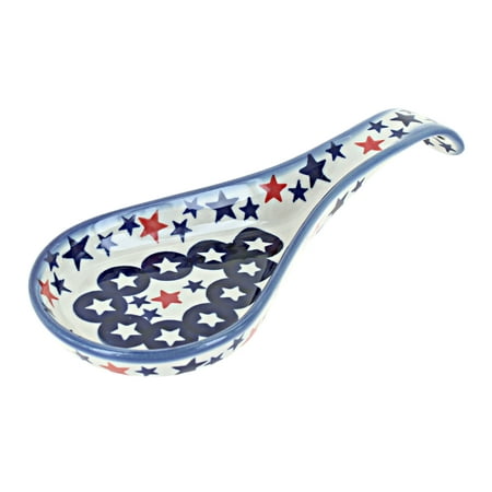 Blue Rose Polish Pottery Americana Large Spoon Rest