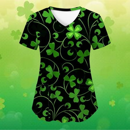 MELDVDIB Womens St Patricks Day Nursing Scrub Tops Working Uniform Short Sleeve V Neck Workwear Casual Summer Blouse T Shirts with Pockets Gift on Clearance
MELDVDIB Womens St Patricks Day Nursing Scrub Tops Working Uniform Short Sleeve V Neck Workwear Casual Summer Blouse T Shirts with Pockets Gift on Clearance