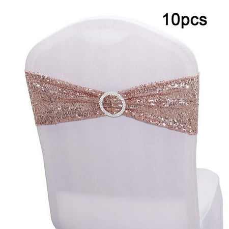 Elastic Sequin Chair Back Flower Banquet Activity Chair Back Diamond Buckle Bow