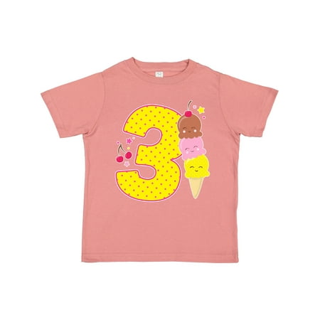 Inktastic Ice Cream Third Birthday Pink Gift Toddler Boy or Toddler Girl T-Shirt