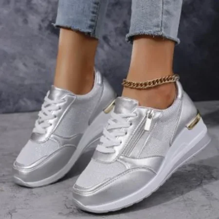 2024 Autumn New Women s Slope Heel Shoes Side Zipper Design Women s Sports Shoes Fashion Large Casual Thick Soled Shoes (Silver 41)
2024 Autumn New Women s Slope Heel Shoes Side Zipper Design Women s Sports Shoes Fashion Large Casual Thick Soled Shoes (Silver 41)