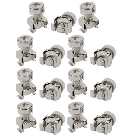15pcs M6x20mm 65Mn Steel Cage Nuts w Screws Washers for Server Rack Cabinet