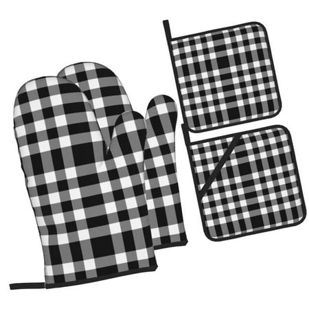 Balery White And Black Plaid Pattern Oven Mitts and Pot Holders 4 pcs Set Kitchen Oven Glove High Heat Resistant 500℉ Oven Mitts with Non-Slip Silicone Surface
Balery White And Black Plaid Pattern Oven Mitts and Pot Holders 4 pcs Set Kitchen Oven Glove High Heat Resistant 500℉ Oven Mitts with Non-Slip Silicone Surface