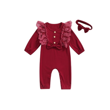IZhansean Newborn Infant Baby Girls Jumpsuit Lace Long Sleeve Ruffle Romper Headband Autumn Spring Set Red 12-18 Months
IZhansean Newborn Infant Baby Girls Jumpsuit Lace Long Sleeve Ruffle Romper Headband Autumn Spring Set Red 12-18 Months