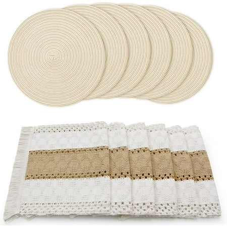 YNXGR Placemats Set of 6 Macrame Table Decor and Farmhouse Style Placemats Natural Cotton Burlap for Dining Table Centerpiece Thanksgiving Home (12 Pcs)
YNXGR Placemats Set of 6 Macrame Table Decor and Farmhouse Style Placemats Natural Cotton Burlap for Dining Table Centerpiece Thanksgiving Home (12 Pcs)