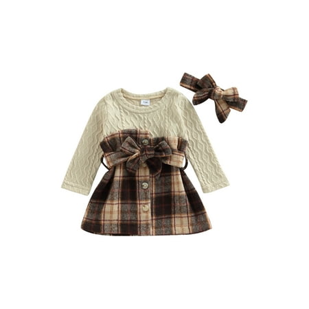Amuver Toddler Girls Princess Dress Plaid Patchwork Long Sleeves A-line Dress with Belt and Bow Headband for Holiday Party
Amuver Toddler Girls Princess Dress Plaid Patchwork Long Sleeves A-line Dress with Belt and Bow Headband for Holiday Party