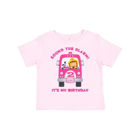 Inktastic Fire Truck Girl 2nd Birthday Gift Toddler Toddler Girl T-Shirt