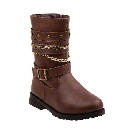 Rugged Bear Studded Chained Girls' Boots