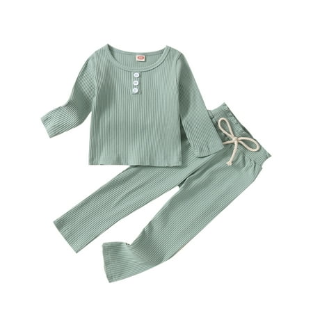 Sunisery 2PCS Toddler Infant Baby Boys Girls Ribbed Solid Color Long Sleeve Tops Long Pants Set Bean Green 4-5 Years
Sunisery 2PCS Toddler Infant Baby Boys Girls Ribbed Solid Color Long Sleeve Tops Long Pants Set Bean Green 4-5 Years