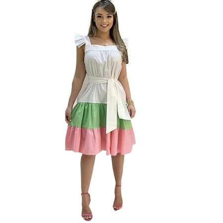 Contrast Color Pleated Stitching Square Neck Midi Dress With Belt Women s Summer Contrast Color Pleated Stitching Square Neck With Belt Midi Dress Women s Summer Dress L Pink
Contrast Color Pleated Stitching Square Neck Midi Dress With Belt Women s Summer Contrast Color Pleated Stitching Square Neck With Belt Midi Dress Women s Summer Dress L Pink