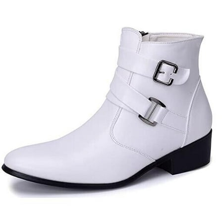 Men s PU Leather Suede Pointed Toe Zipper Buckle Chelsea Ankle Boots Size 7.5
