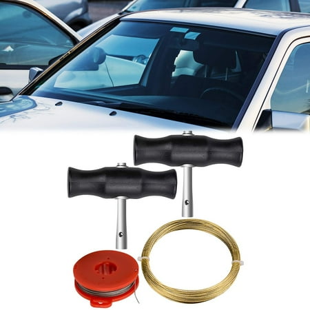 4x Car Windshield Removal Tool Windscreen Windo Glass Cutting Wire Handle Black