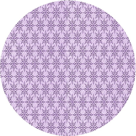 Ahgly Company Indoor Round Patterned Rich Lilac Purple Area Rugs 8 Round