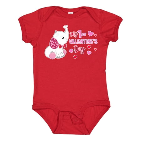 Inktastic My 1st Valentine s Day with Elephant Gift Baby Girl Bodysuit