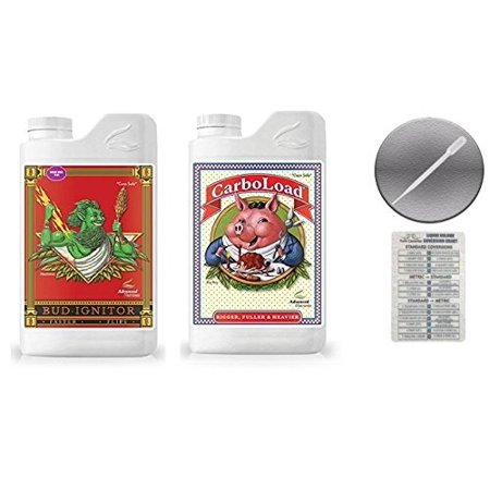 Advanced Nutrients Bud Ignitor and Carboload 1 Liter Bundle with Conversion Chart and 3ml Pipette
