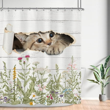 Wildflower Cats Shower Curtain Bathroom Set 60Wx71H Inches Kids Funny Floral Rustic Plant Leaves Botanical Country Bath Accessories Animal Cute Flower Art Home Decor Fabric 12 Pack Hooks
Wildflower Cats Shower Curtain Bathroom Set 60Wx71H Inches Kids Funny Floral Rustic Plant Leaves Botanical Country Bath Accessories Animal Cute Flower Art Home Decor Fabric 12 Pack Hooks