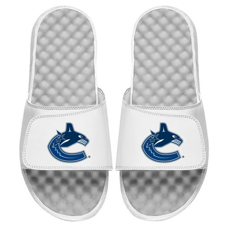 Men s ISlide White Vancouver Canucks Primary Logo Slide Sandals