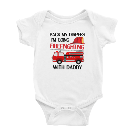Pack My Diapers I m Going Firefinghting With Daddy Firefighter Dad Funny Baby Bodysuit
Pack My Diapers I m Going Firefinghting With Daddy Firefighter Dad Funny Baby Bodysuit