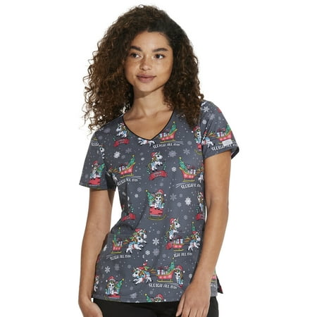 Dickies EDS Scrubs Top For Women V-Neck Print DK852