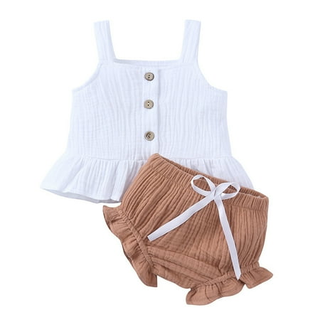 Baby Newborn Infant Girls Outfit Cotton Linen Summer Ruffled Strap Sleeveless T Shirt Tops Shorts Set Outfits Baby Clothes
Baby Newborn Infant Girls Outfit Cotton Linen Summer Ruffled Strap Sleeveless T Shirt Tops Shorts Set Outfits Baby Clothes