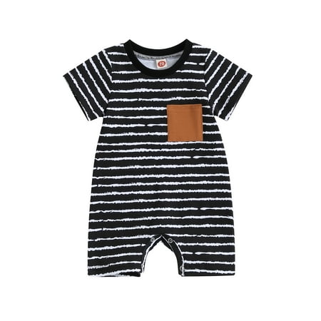 Suanret Newborn Baby Boys Jumpsuit Short Sleeve Crew Neck Striped Romper Summer Bodysuit Clothes Black Stripes 0-3 Months
Suanret Newborn Baby Boys Jumpsuit Short Sleeve Crew Neck Striped Romper Summer Bodysuit Clothes Black Stripes 0-3 Months