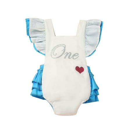 IZhansean Summer Princess Baby Girls 1st Birthday Romper Ruffles Shorts Sleeve Heart Letter Printed Backless Jumpsuit Blue White 12-18 Months
IZhansean Summer Princess Baby Girls 1st Birthday Romper Ruffles Shorts Sleeve Heart Letter Printed Backless Jumpsuit Blue White 12-18 Months