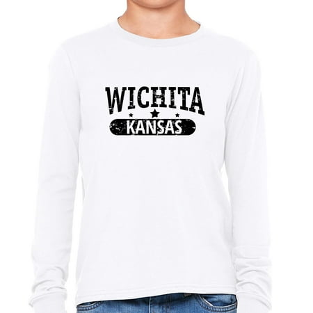Trendy Wichita, Kansas with Stars Girl's Long Sleeve T-Shirt