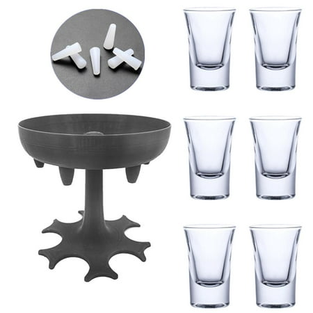 

6 Shot Glass Wine Dispenser Whisky Beer Cup Holder Rack Wine Glass Drinking Cup Set Party Game Accessory for Bar Outdoor GREY