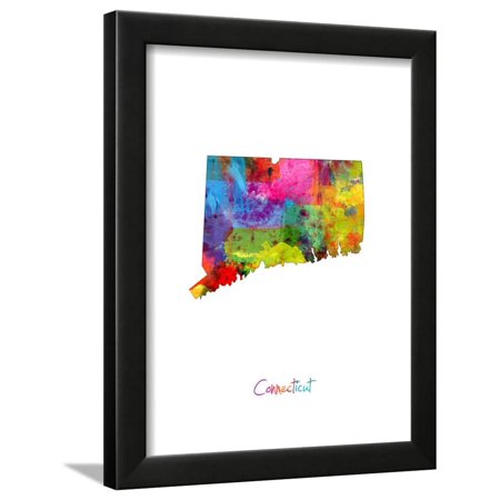 Connecticut Map Framed Print Wall Art By Michael Tompsett