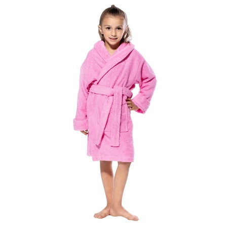 Turquaz Linen 100% Turkish Cotton White Hooded Terry Kid s Bathrobe (Small)