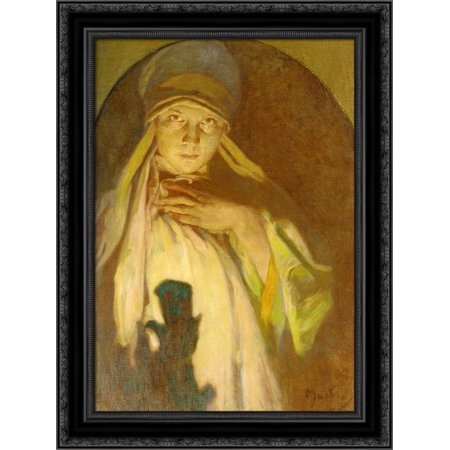 The Enchantress 20x24 Black Ornate Wood Framed Canvas Art by Mucha, Alphonse Maria
