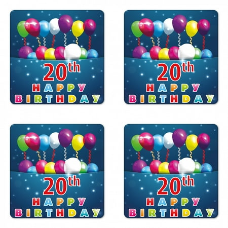 20th Birthday Coaster Set of 4 20 Birthday Party with Colorful Balloons on the Blue Backdrop Print Square Hardboard Gloss Coasters Standard Size Multicolor by Ambesonne
20th Birthday Coaster Set of 4 20 Birthday Party with Colorful Balloons on the Blue Backdrop Print Square Hardboard Gloss Coasters Standard Size Multicolor by Ambesonne