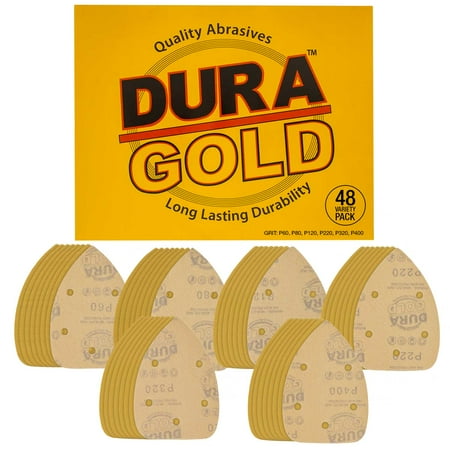 Dura-Gold Variety Pack (60 80 120 220 320 400) Grit 5-Hole Hook & Loop Sanding Sheets for Mouse Sanders - Box of 48
Dura-Gold Variety Pack (60 80 120 220 320 400) Grit 5-Hole Hook & Loop Sanding Sheets for Mouse Sanders - Box of 48