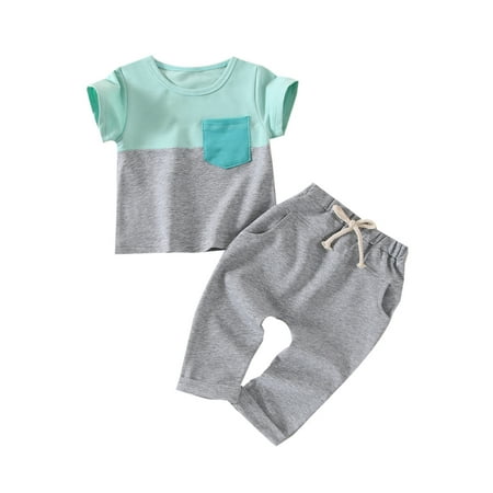 Suanret Toddler Boys T-shirt and Trousers Set Fashion Contrast Color Short Sleeve Tops and Tie-up Long Pants Green 3-6 Months
Suanret Toddler Boys T-shirt and Trousers Set Fashion Contrast Color Short Sleeve Tops and Tie-up Long Pants Green 3-6 Months