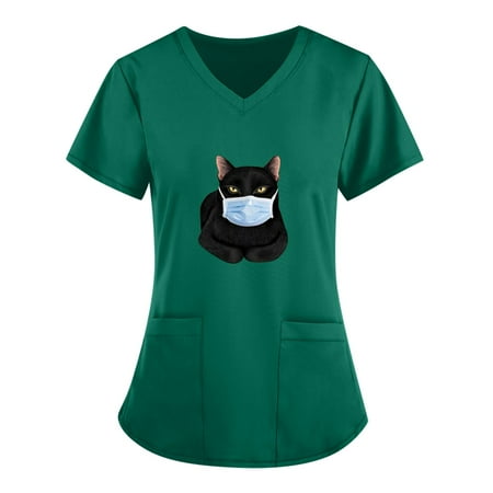 Moocorvic Women s Scrub Tops Working Uniform Womens Cute Print Short Sleeve V-Neck Solid Color Pocket Top Shirts for Women
Moocorvic Women s Scrub Tops Working Uniform Womens Cute Print Short Sleeve V-Neck Solid Color Pocket Top Shirts for Women