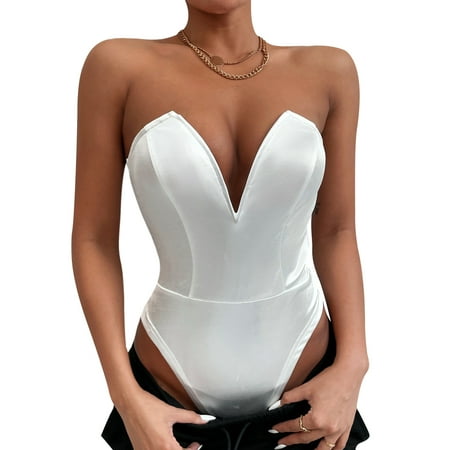 Women Off Shoulder Backless Corset Leotard Tops Sexy Deep V Neck Tube Top Sleeveless Strapless Bodycon Bodysuit
Women Off Shoulder Backless Corset Leotard Tops Sexy Deep V Neck Tube Top Sleeveless Strapless Bodycon Bodysuit