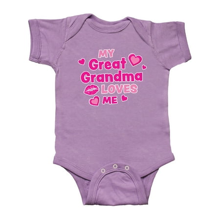 Inktastic Valentine s Day My Great Grandma Loves Me Hearts and Lips Gift Baby Boy or Baby Girl Bodysuit